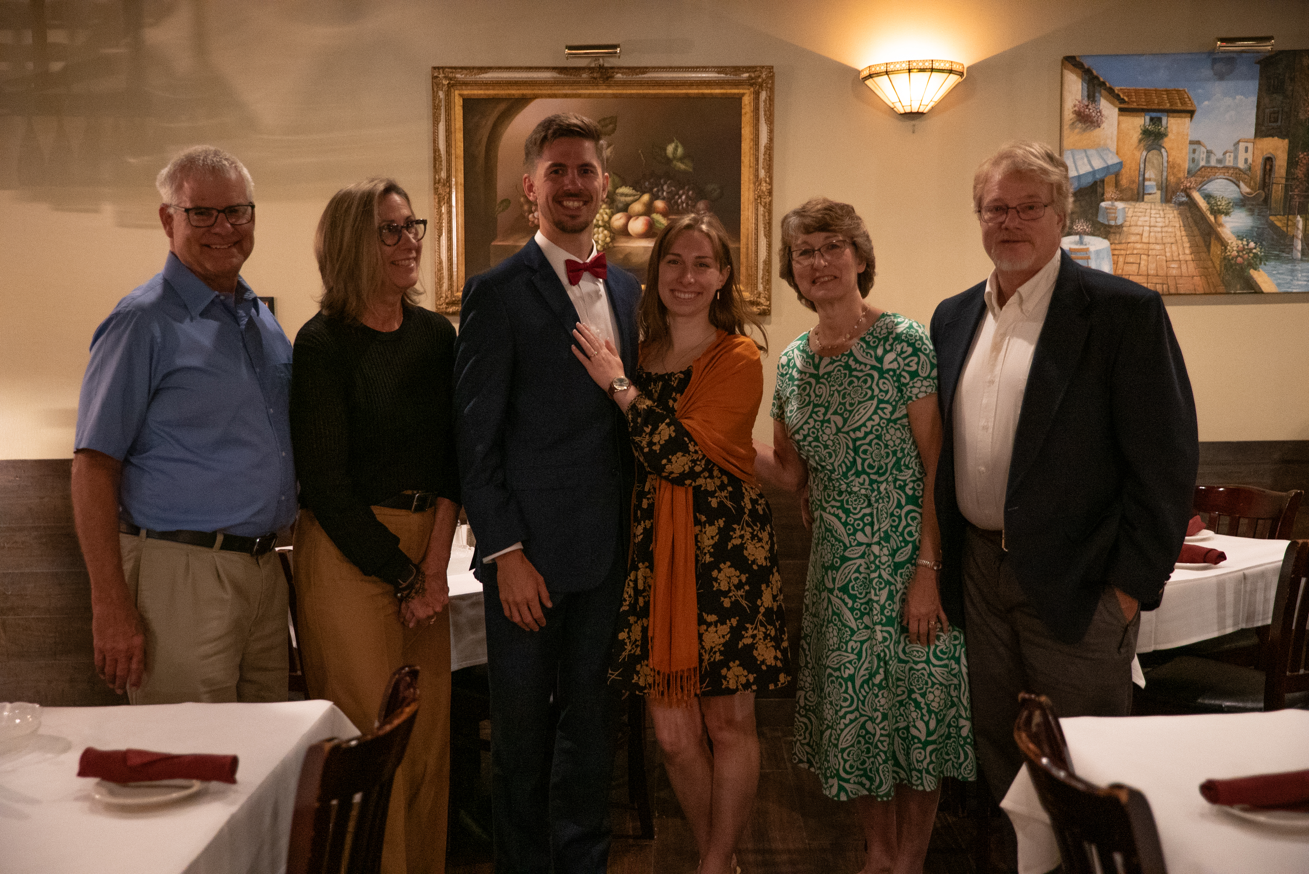 Jacob and Melissa with parents at Scannichio's