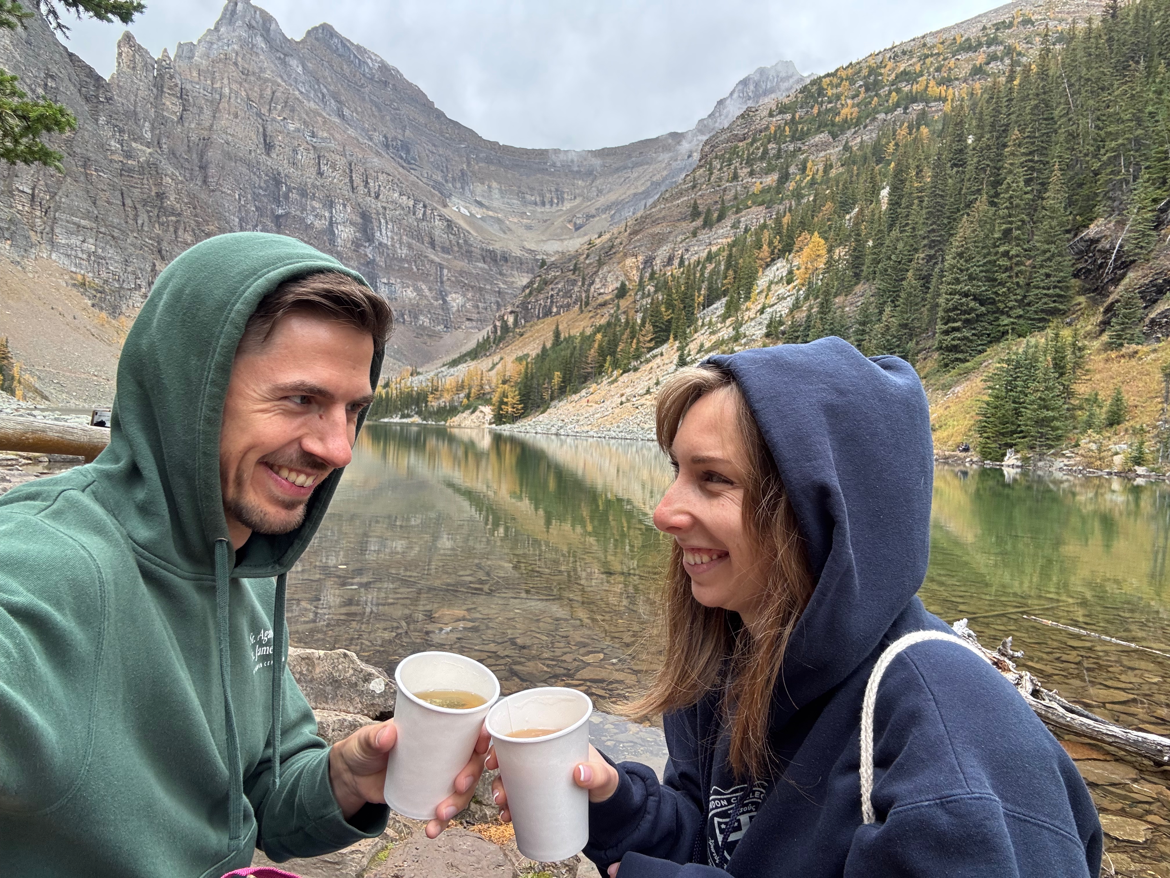 Hot Tea at Lake Agnes Tea House before the proposal